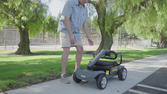 Foldable Mobility Scooter for Adults & Senior, 4 Wheels Powered Device for Travel, Lightweight and Portable, with LED Strip Light, Storage Bag, Charger Included, No Assemble Required
