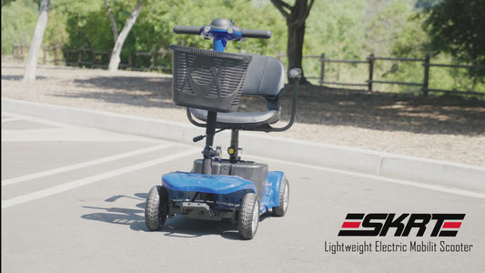 Electric Mobility Scooter for Adults, Senior, 4 Wheels Electric Powered Chargeable Device for Travel, Lightweight and Portable, with LED Headlights and Basket, Charger Included