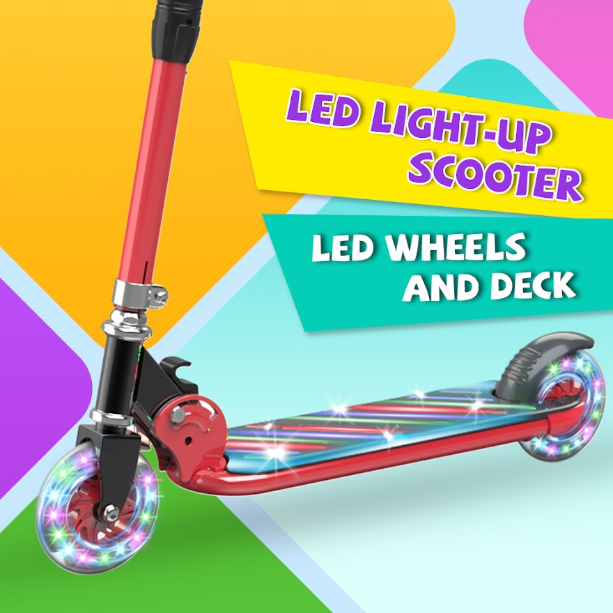 HOVERSTAR Kick Scooter for Kids, LED Light Up Wheels and Pedal, 3 Adjustable Height(27, 29, 31inch) Suitable for Children of More Ages
