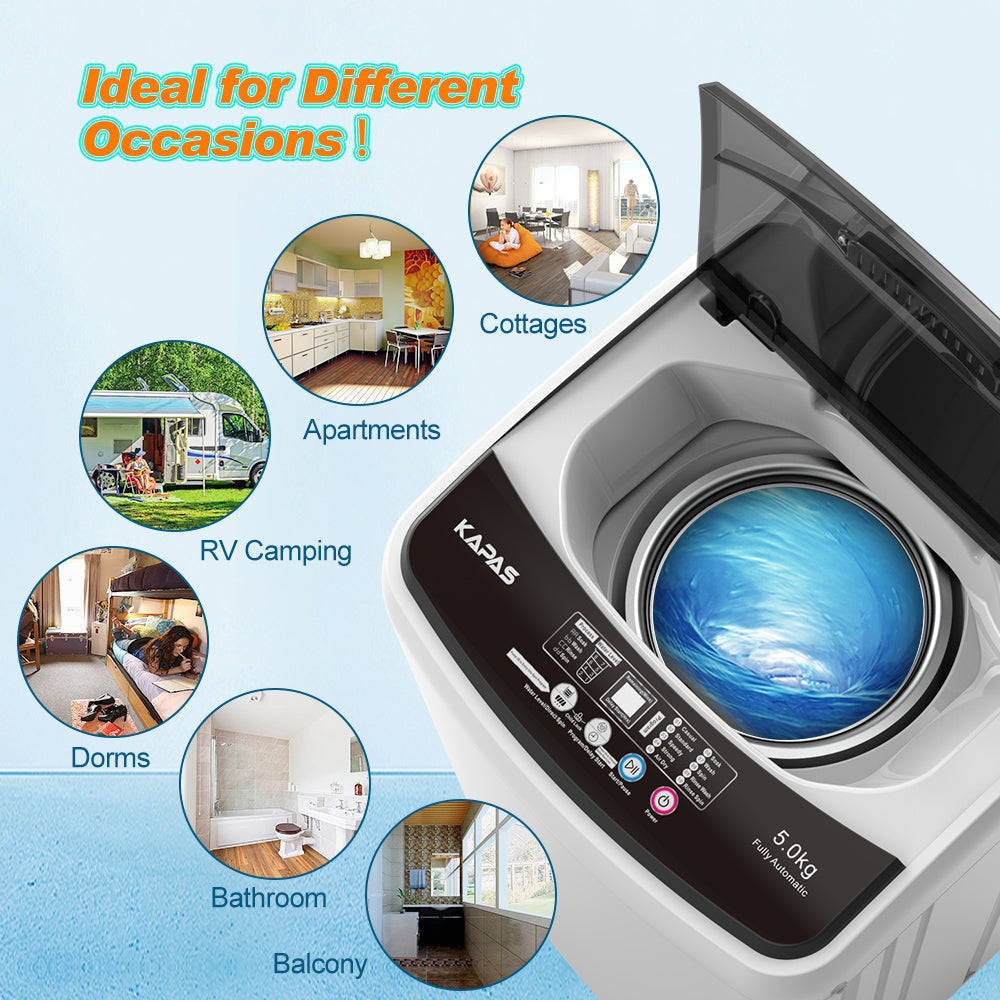Compact Washing Machine, KAPAS Fully Automatic 2in1 Washer & Air Spi