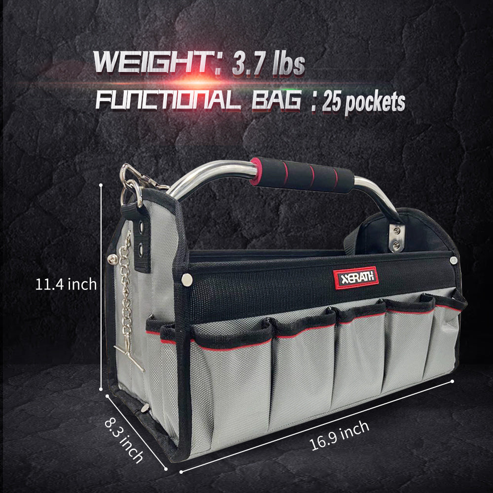 KAPAS Open Top Tool Bag, Tool Carrier Equipped with Internal Structure and Wear-Resisting Base for Tool Storage (16-Inch)