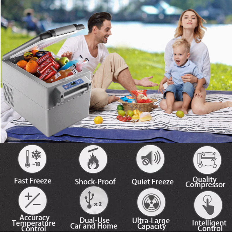 KAPAS 32L(34 Quarts) DC 12/24V portable compressor refrigerator freezer car fridge for car, home, truck and camping