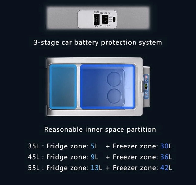 KAPAS 32L(34 Quarts) DC 12/24V portable compressor refrigerator freezer car fridge for car, home, truck and camping