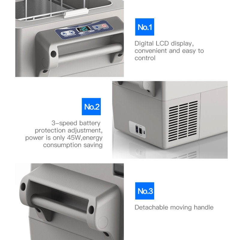 KAPAS 32L(34 Quarts) DC 12/24V portable compressor refrigerator freezer car fridge for car, home, truck and camping