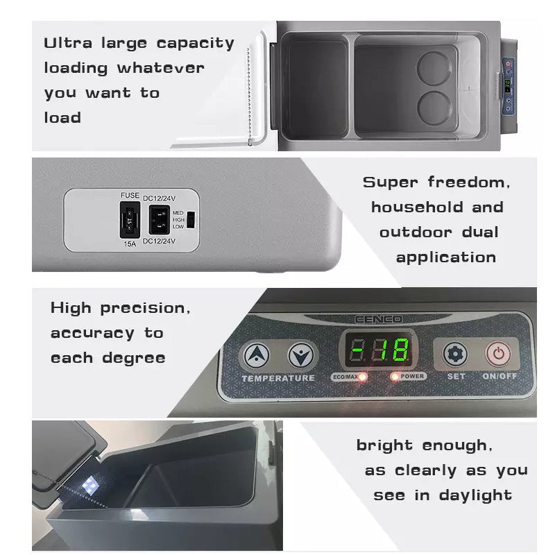 KAPAS 32L(34 Quarts) DC 12/24V portable compressor refrigerator freezer car fridge for car, home, truck and camping