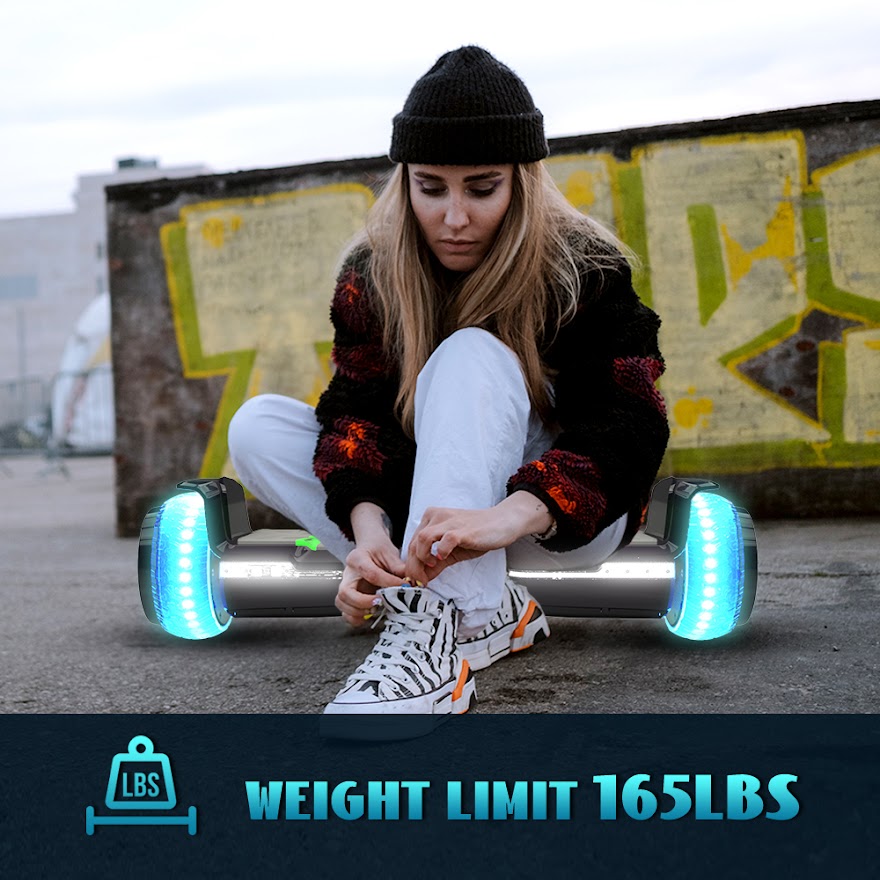 Full Fuselage Dazzling Lights Wheel Self Balancing Hoverboard with Bluetooth Speaker for Kids & Adults
