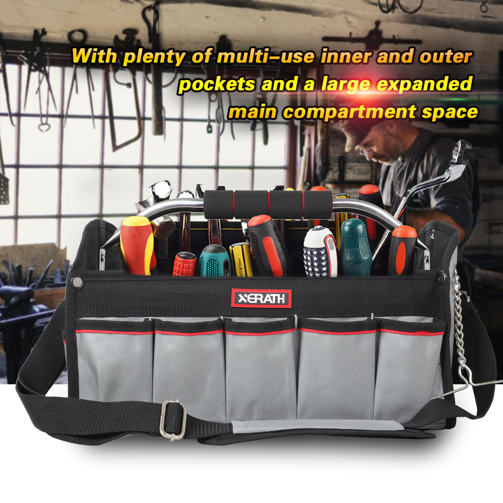 KAPAS Open Top Tool Bag, Tool Carrier Equipped with Internal Structure and Wear-Resisting Base for Tool Storage (16-Inch)