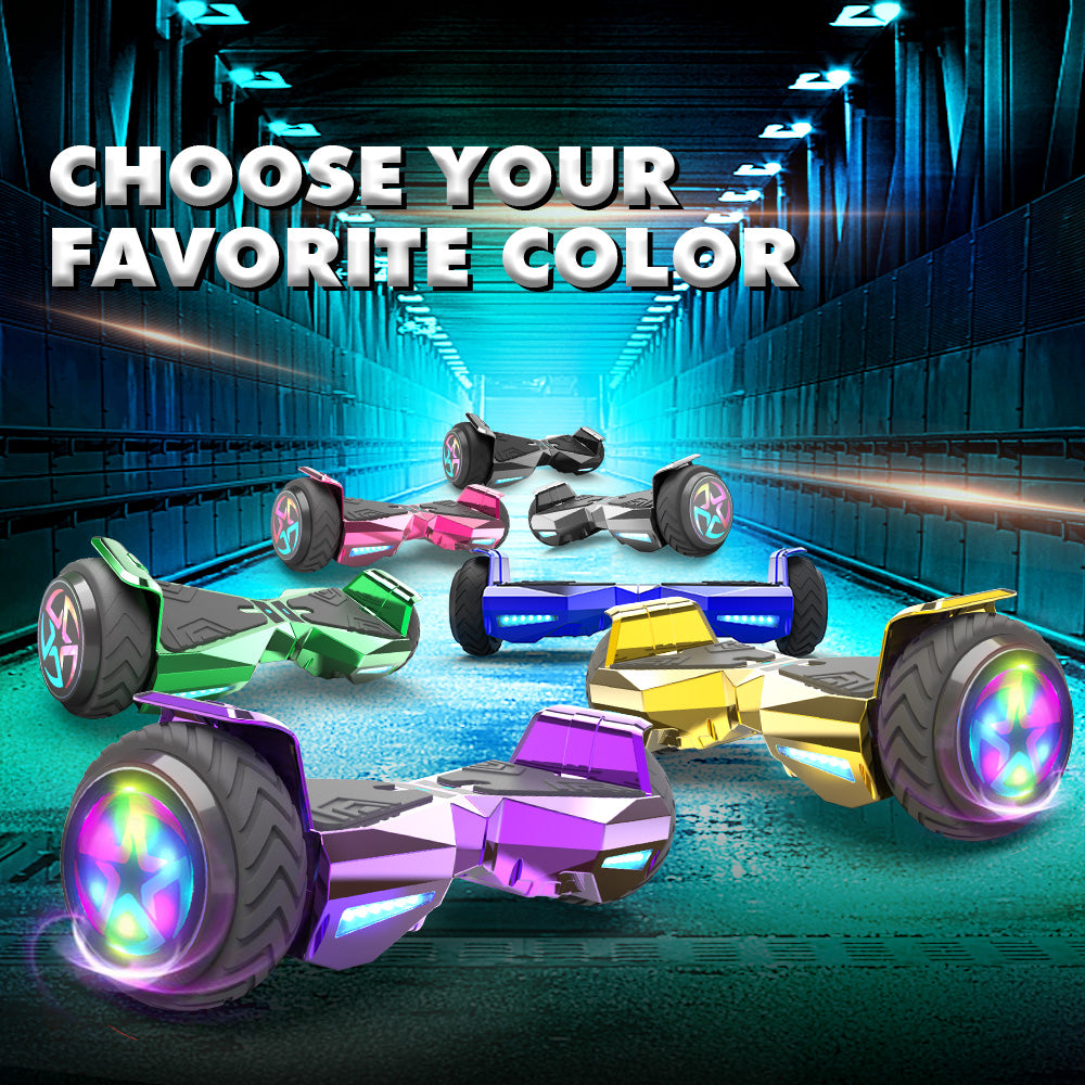 H-Warrior Hoverboard with LED Wheels, Bluetooth Speaker | Chrome Gold