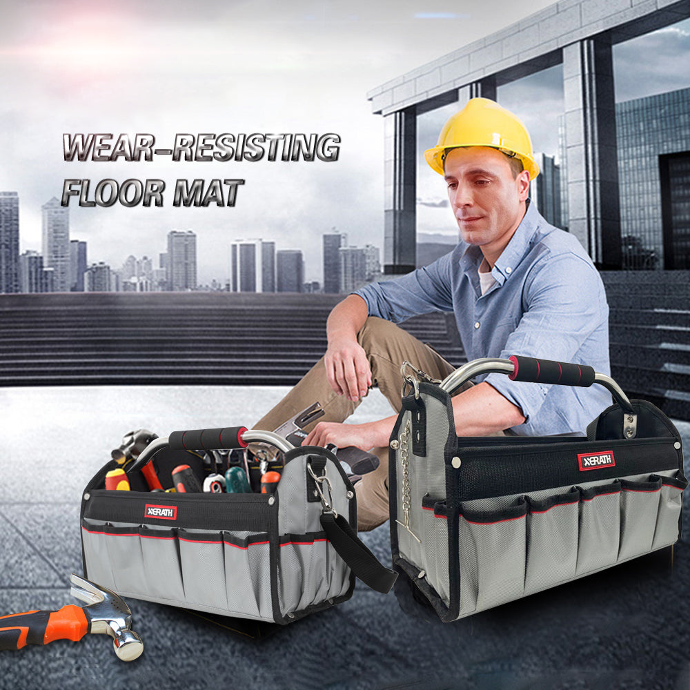 KAPAS Open Top Tool Bag, Tool Carrier Equipped with Internal Structure and Wear-Resisting Base for Tool Storage (16-Inch)