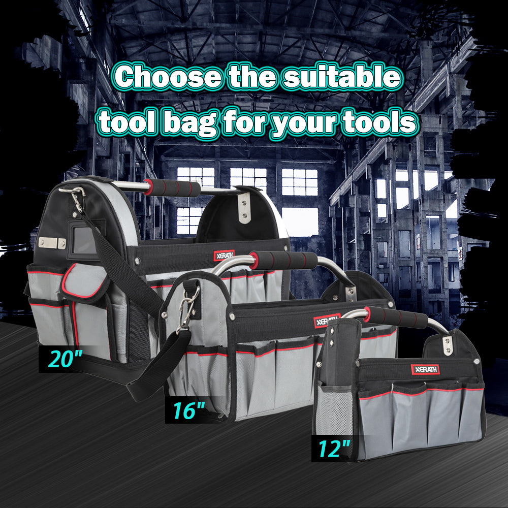KAPAS Open Top Tool Bag, Tool Carrier Equipped with Internal Structure and Wear-Resisting Base for Tool Storage (16-Inch)