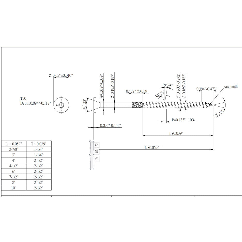 KAPAS Decking/Fencing Wood Screws #14 1/4 X 4 1/2” Flat Head, T30 Torx Drive