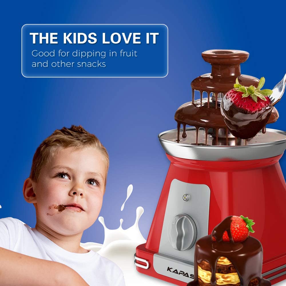KAPAS Stainless Steel Chocolate Fondue Fountain, 3 Tiers Assembled, Perfect for Kid's Party, Holidays.