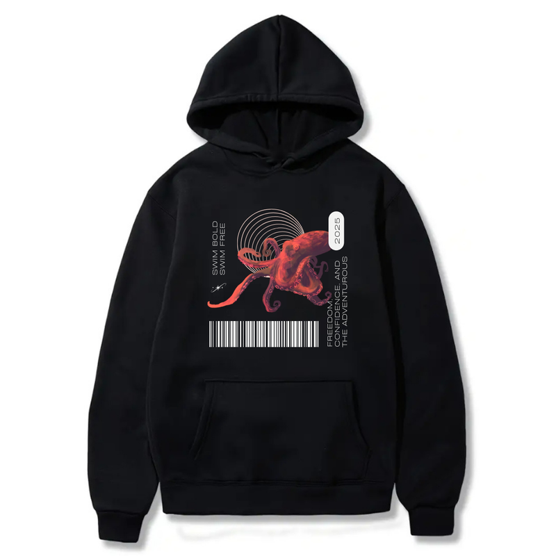 Octopus Logo Design. Ezwear Casual Hooded Sweatshirts, Long Sleeve Pullovers with Drawstring, Slight Stretch, Solid Color, Loose Fit,Daily Wear-Summer-Winter, 60% Cotton 40% Polyester, provide hoodies for McDonald's in the US