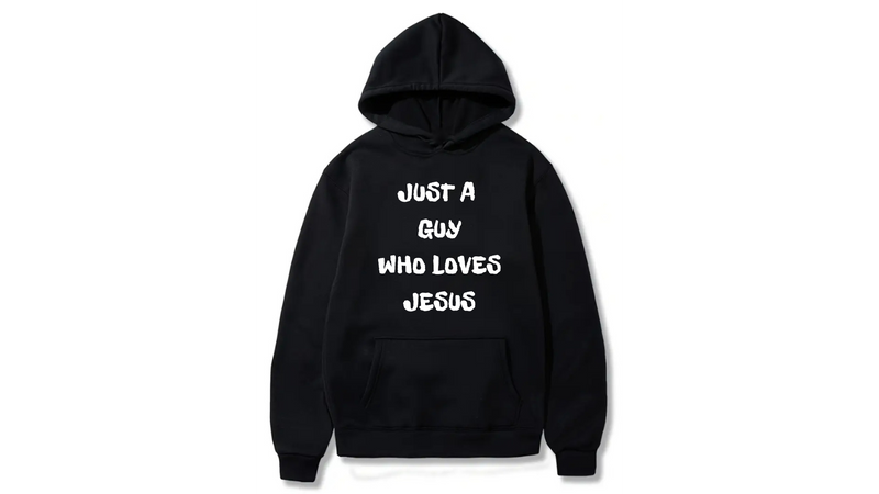 Just a Guy Who Loves Jesus Design. Ezwear Casual Hooded Sweatshirts, Long Sleeve Pullovers with Drawstring, Slight Stretch, Solid Color, Loose Fit,Daily Wear-Summer-Winter, 60% Cotton 40% Polyester, provide hoodies for McDonald's in the US