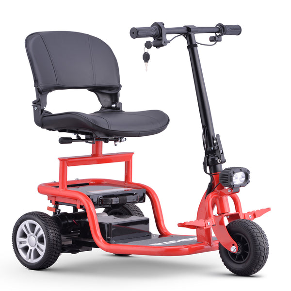 SKRT Compact Mobility Scooter for Seniors Adults, 3 Wheels Electric Scooter with Detachable Battery, Rotatable Seat and Foldable Handlebar, Led lights, 300lb Weight Capacity, Charger Included.