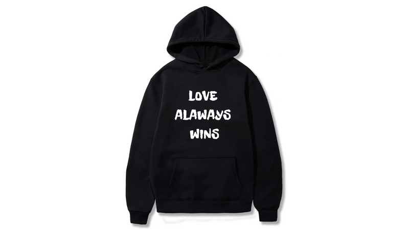 Love always Wins Design. Ezwear Casual Hooded Sweatshirts, Long Sleeve Pullovers with Drawstring, Slight Stretch, Solid Color, Loose Fit,Daily Wear-Summer-Winter, 60% Cotton 40% Polyester, provide hoodies for McDonald's in the US