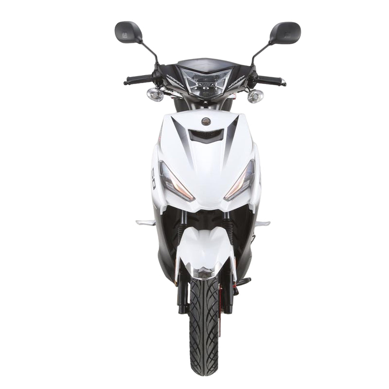 RAPPI RSS-50 White Street Legal Scooter 50-49cc Equipped With Rear Storage Trunk, Four Stroke, Cylinder, CVT