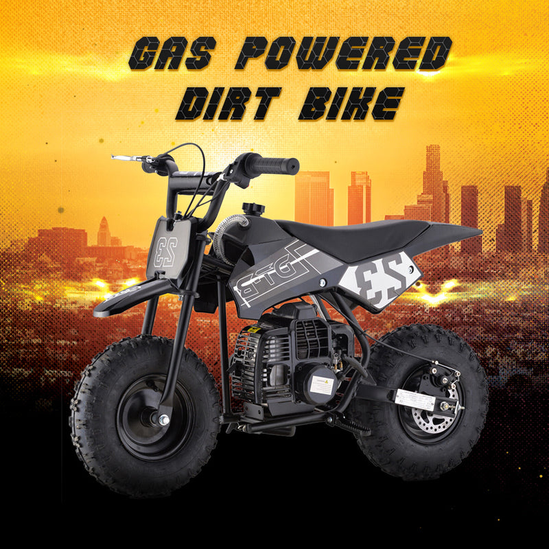 Kids Mini 50CC Gas Dirt Bike, 2 Stroke Ride on Bike with Off-Road Tire, Shocks, Pull Start, Oil Mixed Required, Support Up to 165lbs,Max Speed 20 MPH,Age 8+