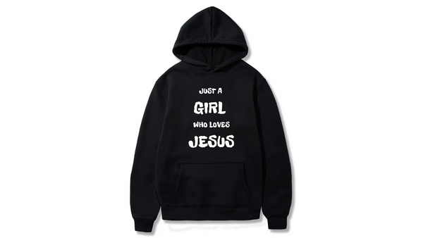 Just a Girl Who Loves Jesus Design. Ezwear Casual Hooded Sweatshirts, Long Sleeve Pullovers with Drawstring, Slight Stretch, Solid Color, Loose Fit,Daily Wear-Summer-Winter, 60% Cotton 40% Polyester, provide hoodies for McDonald's in the US