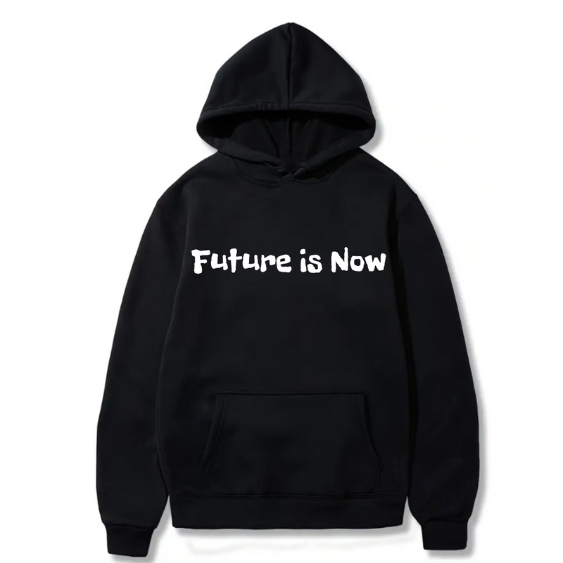 Future is now Logo Design. Ezwear Casual Hooded Sweatshirts, Long Sleeve Pullovers with Drawstring, Slight Stretch, Solid Color, Loose Fit,Daily Wear-Summer-Winter, 60% Cotton 40% Polyester, provide hoodies for McDonald's in the US