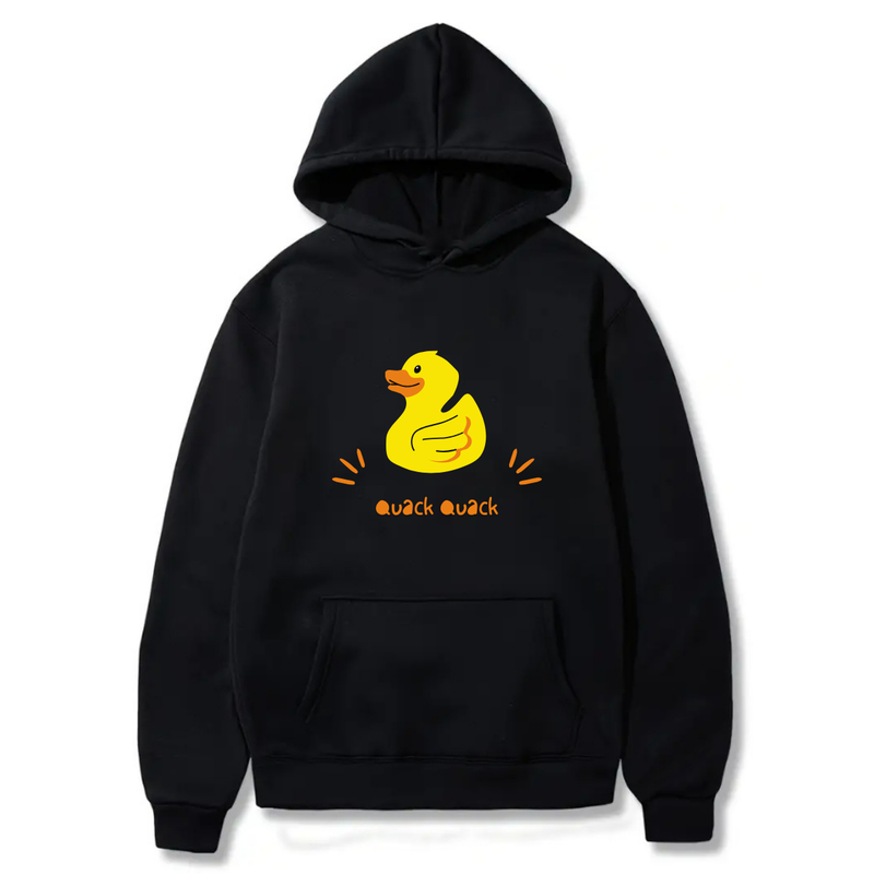 Yellow Duck Quack Quack Logo Design. Ezwear Casual Hooded Sweatshirts, Long Sleeve Pullovers with Drawstring, Slight Stretch, Solid Color, Loose Fit,Daily Wear-Summer-Winter, 60% Cotton 40% Polyester, provide hoodies for McDonald's in the US