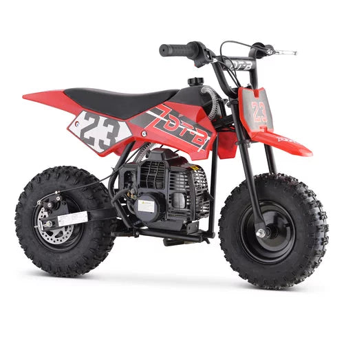 Kids Mini 50CC Gas Dirt Bike, 2 Stroke Ride on Bike with Off-Road Tire, Shocks, Pull Start, Oil Mixed Required, Support Up to 165lbs,Max Speed 20 MPH,Age 8+