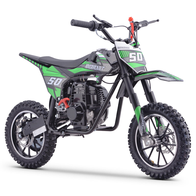 Hoverheart Gas Dirt Bike, 50cc 4-Stroke Gas Powered Kids Off Road Motorcycle (Model-DB4S004) with Off-Road Tire, Suspensions, Disc Brakes, Max Load 165Lbs, Up to 25Mph, NO OIL MIX REQUIRED