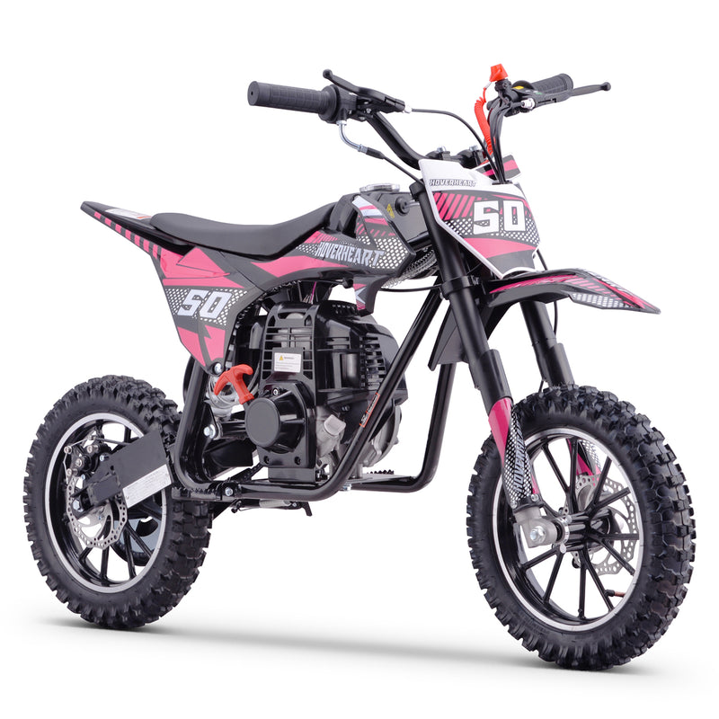 Hoverheart Gas Dirt Bike, 50cc 4-Stroke Gas Powered Kids Off Road Motorcycle (Model-DB4S004) with Off-Road Tire, Suspensions, Disc Brakes, Max Load 165Lbs, Up to 25Mph, NO OIL MIX REQUIRED