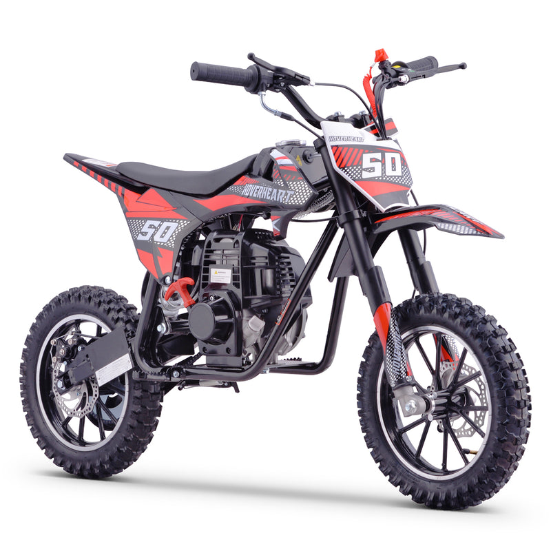 Hoverheart Gas Dirt Bike, 50cc 4-Stroke Gas Powered Kids Off Road Motorcycle (Model-DB4S004) with Off-Road Tire, Suspensions, Disc Brakes, Max Load 165Lbs, Up to 25Mph, NO OIL MIX REQUIRED