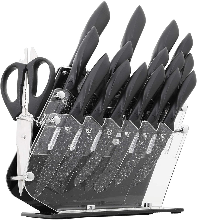 MOSTA Ceramic Coated Knife Block Set with 16Pcs Kitchen Knives, Chef K –  DOUBLE GLOBAL INC