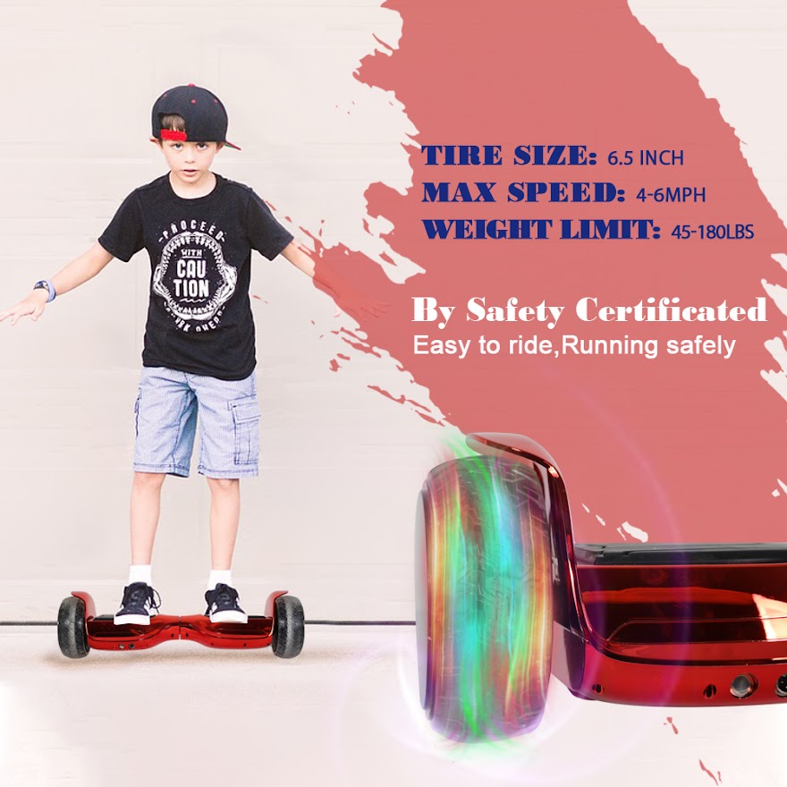 Hoverboard  Newest Flash Light with 500W Motor, Off Road All Terrian 6.5" Self Balancing Hoverboards with Bluetooth Music Speaker
