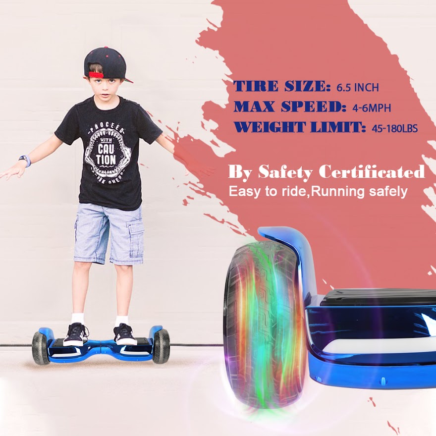 Hoverboard  Newest Flash Light with 500W Motor, Off Road All Terrian 6.5" Self Balancing Hoverboards with Bluetooth Music Speaker