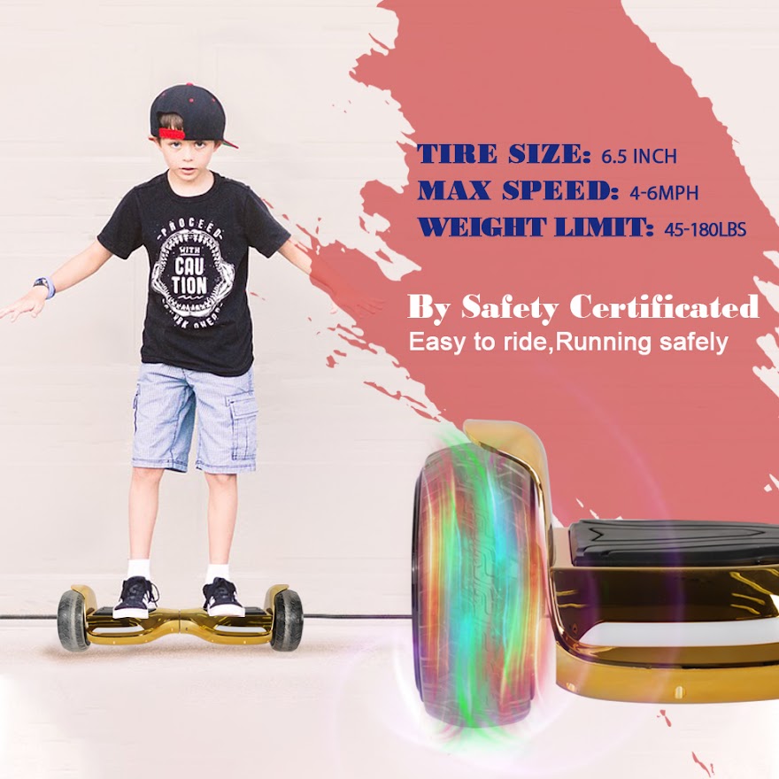 Hoverboard  Newest Flash Light with 500W Motor, Off Road All Terrian 6.5" Self Balancing Hoverboards with Bluetooth Music Speaker