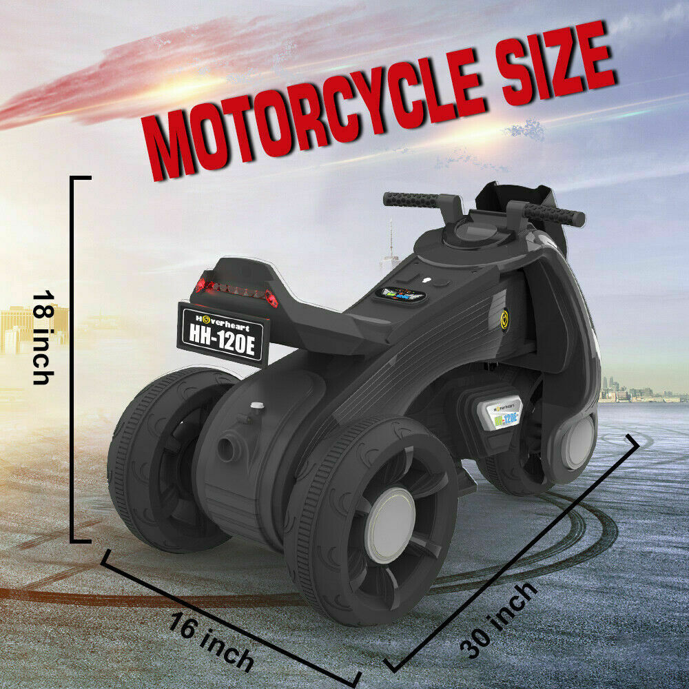 Ride-On Toy 6V/4.5Ah Front LED 3 Wheels Motorcycle Tricycle for 2-4 years Kids (Black)