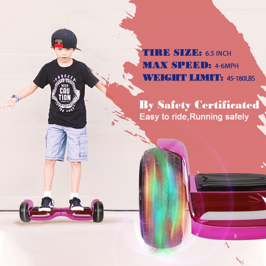 Hoverboard  Newest Flash Light with 500W Motor, Off Road All Terrian 6.5" Self Balancing Hoverboards with Bluetooth Music Speaker