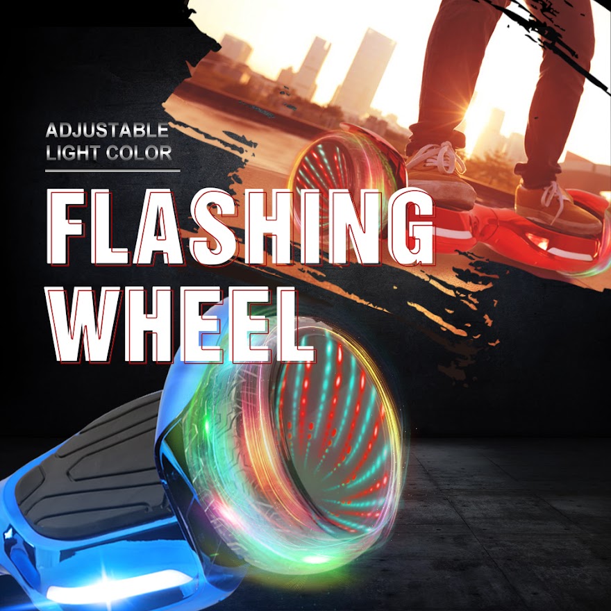 Hoverboard  Newest Flash Light with 500W Motor, Off Road All Terrian 6.5" Self Balancing Hoverboards with Bluetooth Music Speaker