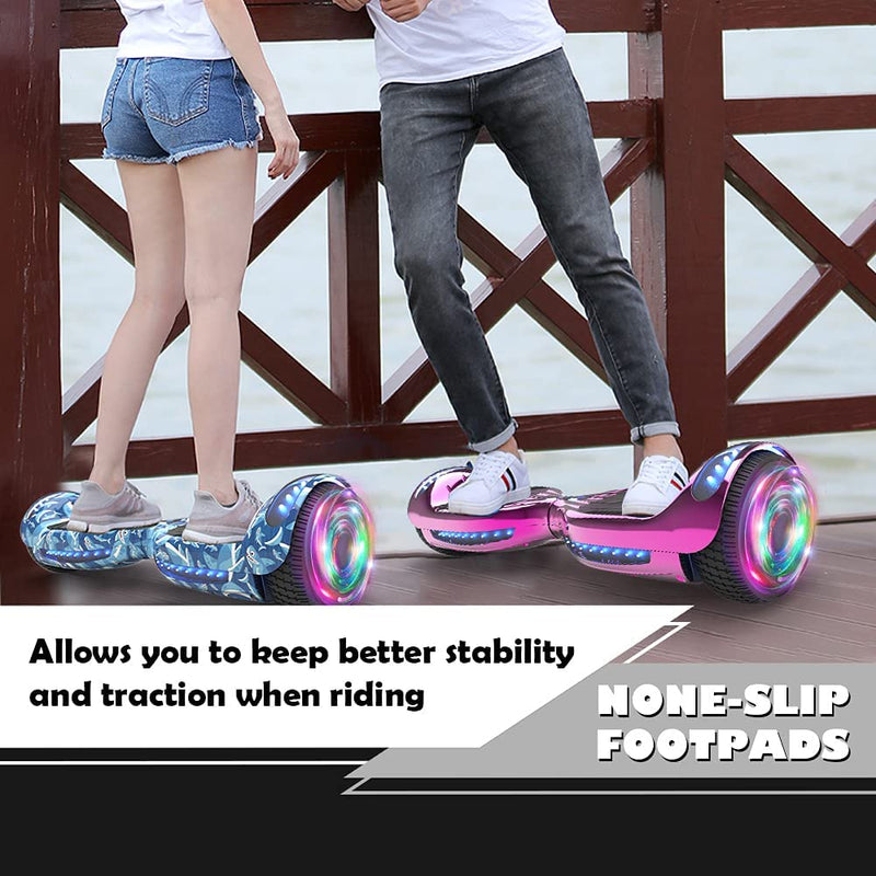 HOVERSTAR Hoverboard All New Version-HS2.0, Chrome Color & Coating Skins Two Wheels Self-Balancing Scooter with Wireless Speaker Playing Music & Led Wheels Flashing Lights