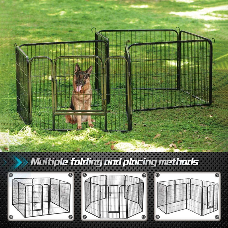 Dog Fence & Pet Playpen, Heavy Duty Foldable Metal Dog Pen 32" Height with Door for Outdoor Exercise, Indoor Kennels