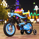 Hoverheart 12” inch Wheels Aluminum Alloy Children's Bicycle with LED Night Light Spring Fork Motocross Bike For 4~8 Years Oid Kids (Blue)