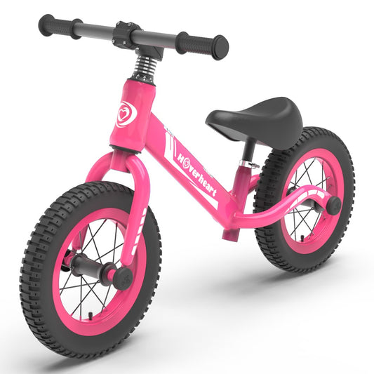 HOVER HEART Lightweight Kid's Balance Bike, 12'' Sports Balance Bike for Toddlers 18~48 Months, 2~4 Years Old with Adjustable seat and Absorbing Pneumatic Tire (pink)